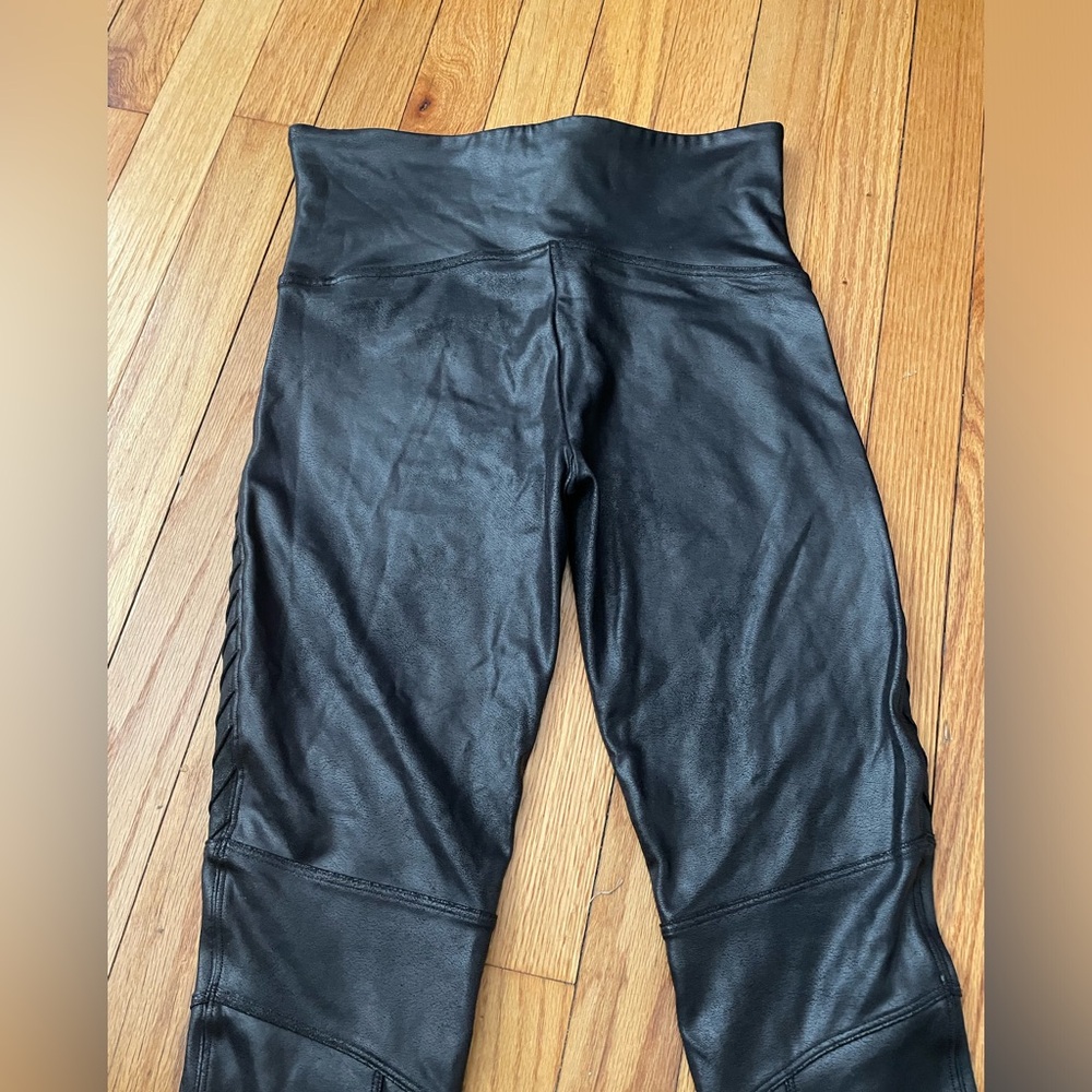 NWOT Spanx Coated Wax faux leather Moto rockstar leggings sport active athletic - Picture 4 of 6